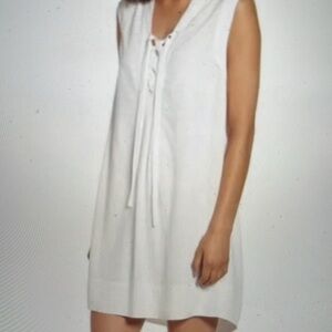 Splendid White Sleeveless Tie Front Tank Mini Dress Size XL